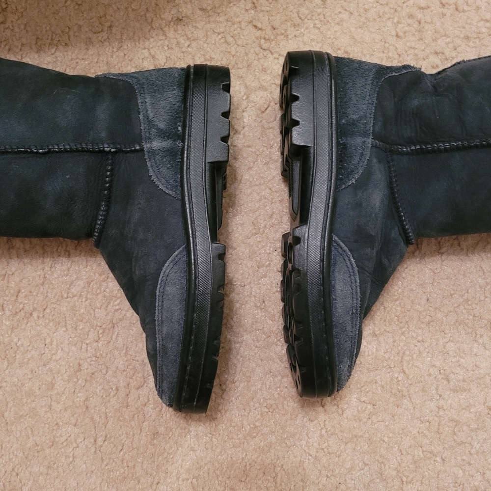 UGG Charcoal Suede Boots, W 7, Ultra Short